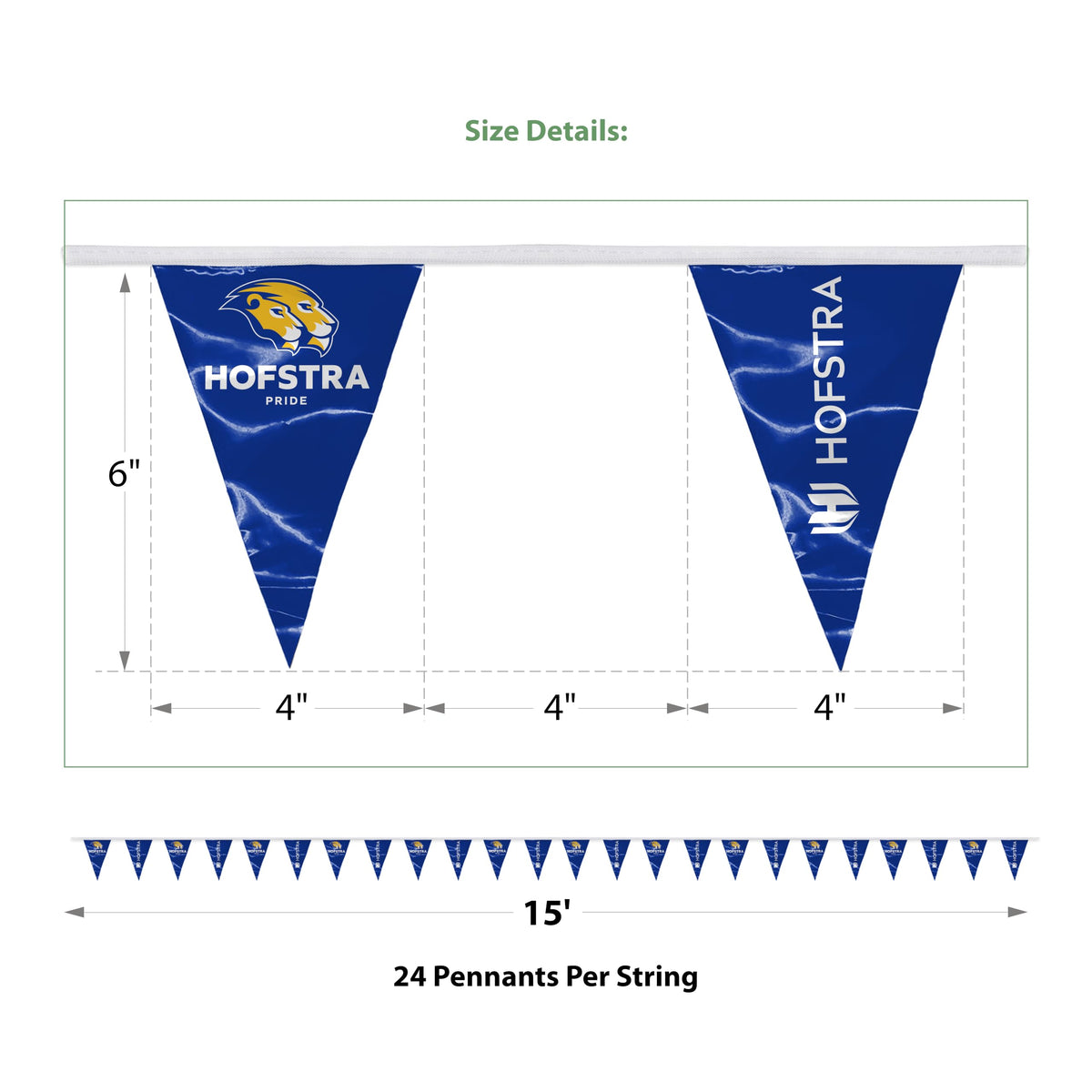 Hofstra University Pennant Banner String 4 x 6 inch