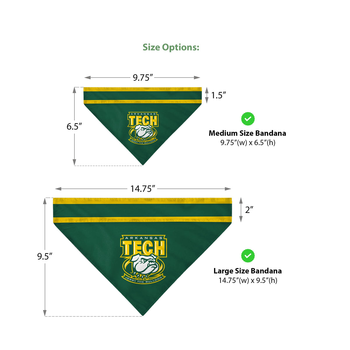 Arkansas Tech University Pet Bandana 14.75 x 9.5 inch