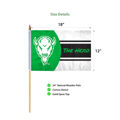 Marshall University Stick Flag 12 x 18 inch