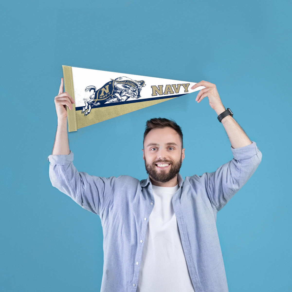 AGAS Bill the Goat Naval Academy Mascot Mini Pennant Flag Banner, 12X30 inch, Rigid Felt - For Dorm, Game Room, Man Cave, Bed Room