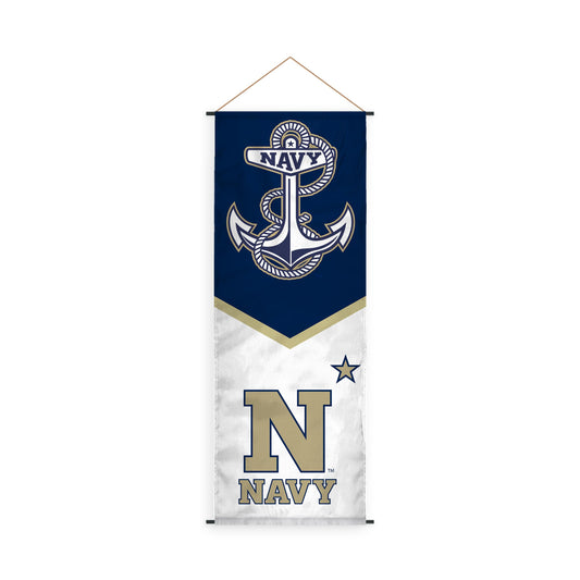 AGAS Naval Academy Anchor Banner Scroll Sign 17.5" × 48" with Hanging Cord – Polyester Midshipmen Wall Banner