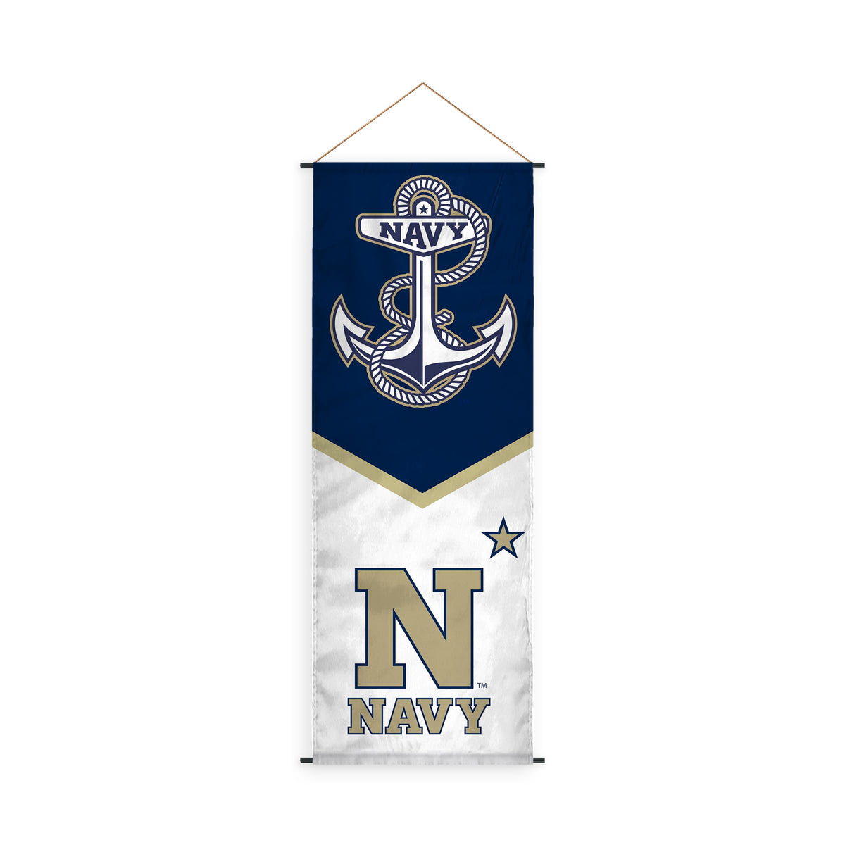 AGAS Naval Academy Anchor Banner Scroll Sign 17.5" × 48" with Hanging Cord – Polyester Midshipmen Wall Banner