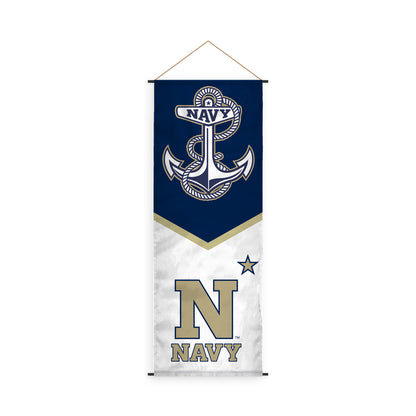 AGAS Naval Academy Anchor Banner Scroll Sign 17.5" × 48" with Hanging Cord – Polyester Midshipmen Wall Banner