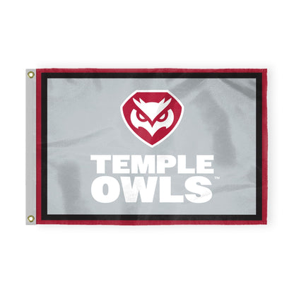 AGAS Temple Owls Wordmark Logo Flag 4 x 6 ft – Single Sided Printed Nylon – Officially Licensed NCAA Product – Temple University Outdoor Flag with Brass Grommets, Canvas Header and Reinforced Corner Stitching for Indoor Outdoor Display