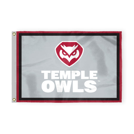 AGAS Temple Owls Wordmark Logo Flag 4 x 6 ft – Single Sided Printed Nylon – Officially Licensed NCAA Product – Temple University Outdoor Flag with Brass Grommets, Canvas Header and Reinforced Corner Stitching for Indoor Outdoor Display