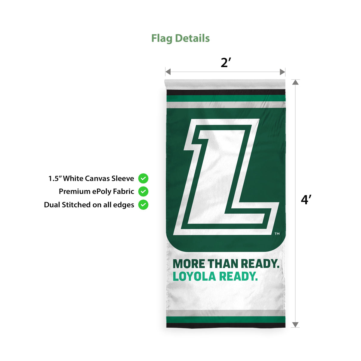 Loyola University Maryland Vertical Banner 2 x 4 ft