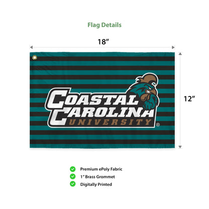 AGAS Coastal Carolina CCU Chanticleers Swirler Flag, Coastal Carolina Merch, Polyester, Built-in Plastic Handle Bar