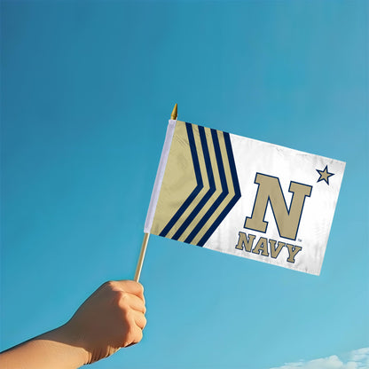 AGAS Annapolis Naval Academy N-Star Logo USNA flags on sticks 12" x 18" - Single-Reverse Printed Polyester - 24" Wooden Dowel