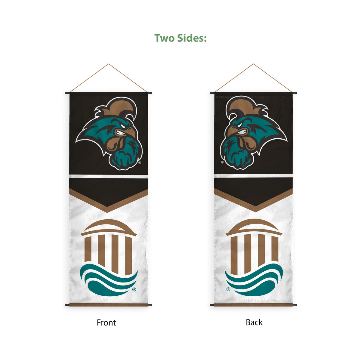AGAS Coastal Carolina CCU University Banner Scroll Sign 17.5" × 48" with Hanging Cord – Polyester Chanticleers Wall Banner