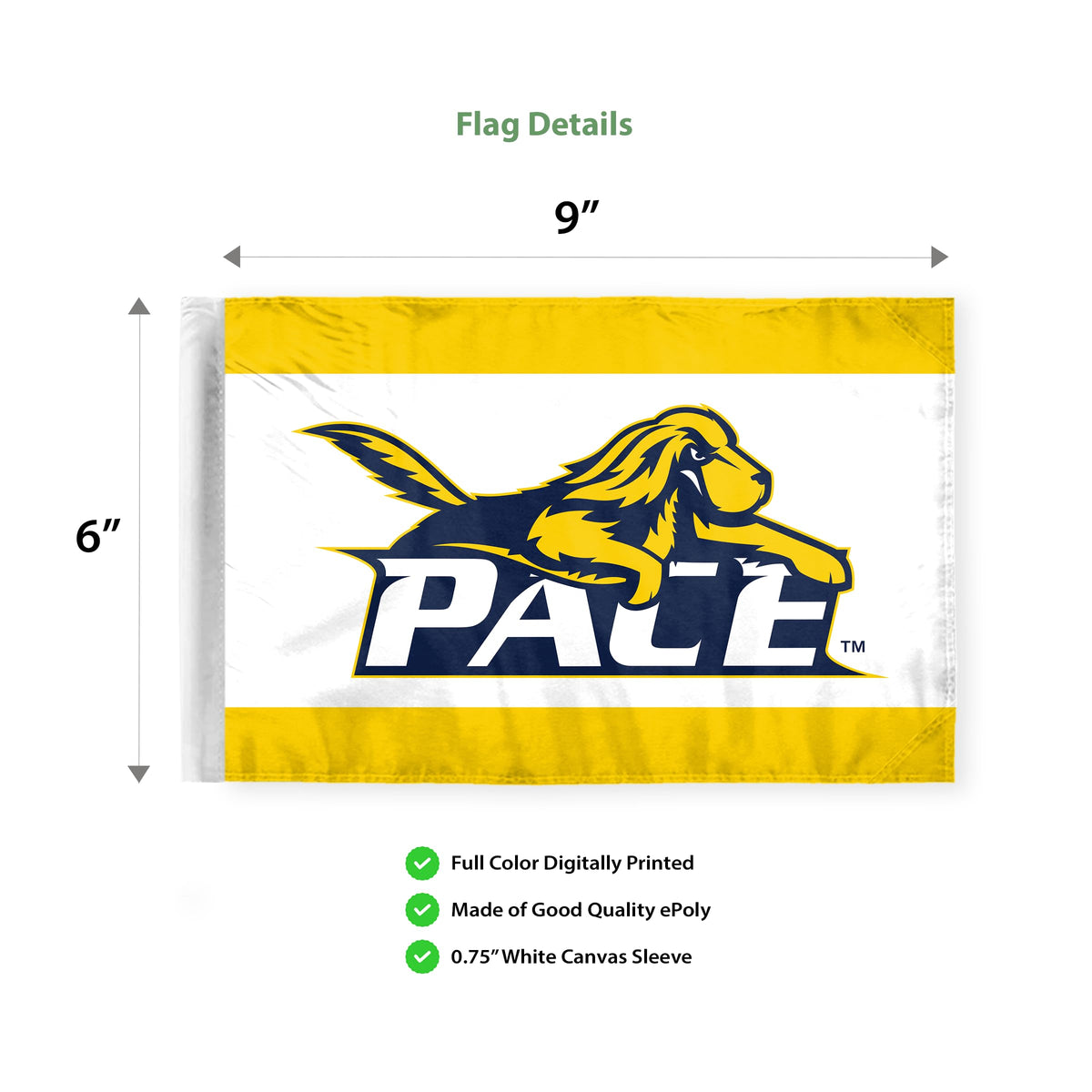 Pace University Motorcycle Flag 6 x 9 inch