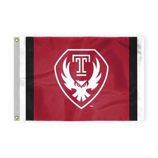 AGAS Temple Owls Logo Flag 3 x 5 ft – Single Sided Printed Nylon – Officially Licensed NCAA Product – Temple University Outdoor Flag with Brass Grommets, Canvas Header and Reinforced Corner Stitching for Indoor Outdoor Display