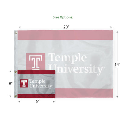 AGAS Temple University T Logo and Text Golf Flag 14 x 20 inch – Single Sided Printed Nylon – Officially Licensed NCAA Product – Temple Owls Golf Course Flag with Brass Grommets, Canvas Header and Reinforced Stitched Edges