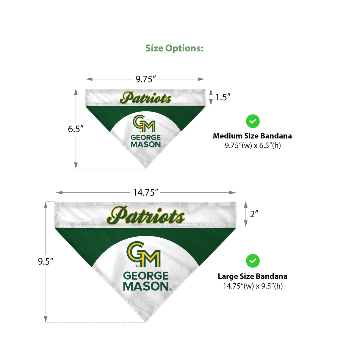 AGAS George Mason GMU University Patriots Bandana for Small/Medium Pets