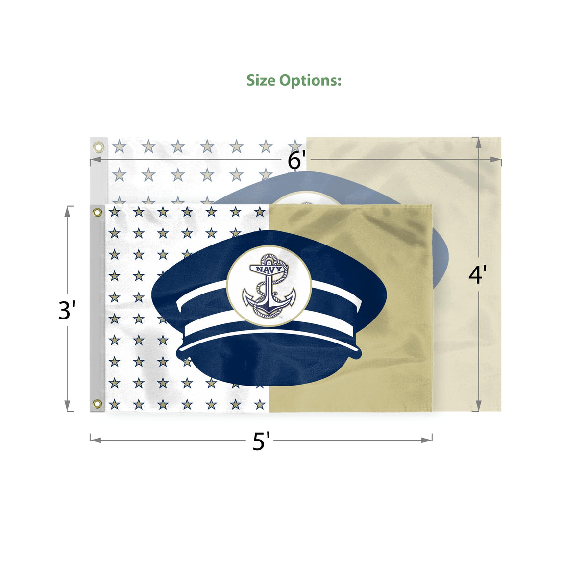 AGAS Large US Naval Academy Midshipmen Outdoor Flag 4' x 6' Single-Reverse Printed 200D Nylon with Brass Grommets 4 x 6 ft USNA Flag