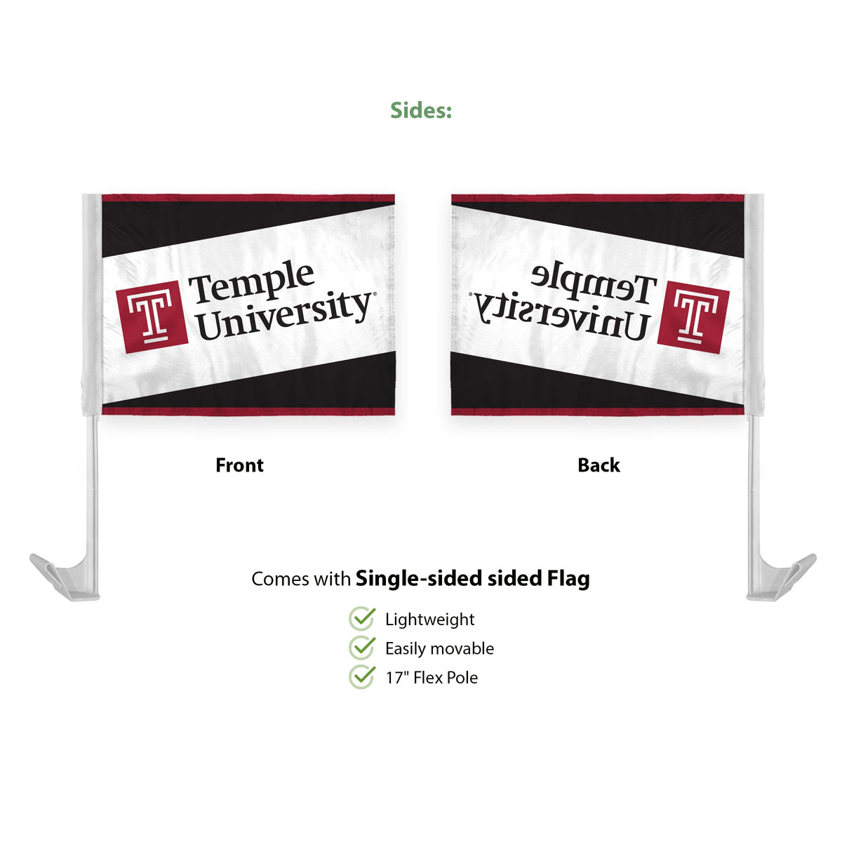 AGAS Temple University 12x16in Economy Car Flags
