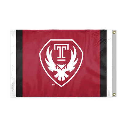 AGAS Temple Owls Logo Flag 3 x 5 ft – Single Sided Printed Polyester – Officially Licensed NCAA Product – Temple University Outdoor Flag with Brass Grommets, Canvas Header and Reinforced Stitched Edges for Indoor Outdoor Display