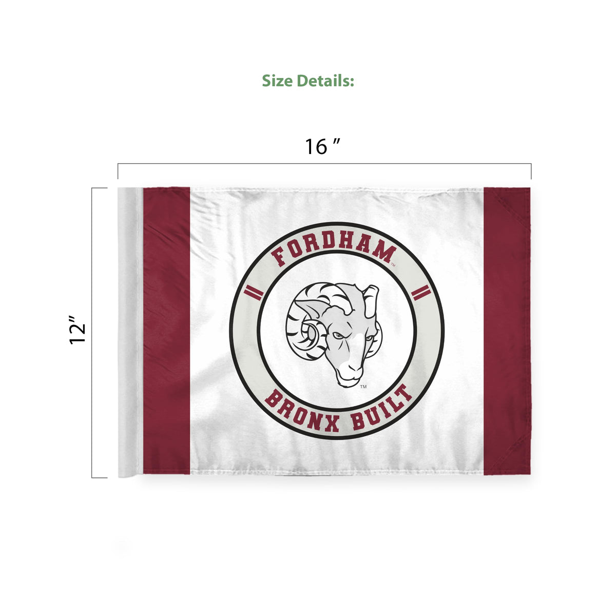 AGAS Fordham University Economy Car Flag 12 x 16 inch – Single Sided Printed Polyester Fordham Rams Flag Bronx Built Design – Official NCAA Product – Fordham University Vehicle Flag with 17 inch Flex Pole and 1 inch Closed Top Sleeve