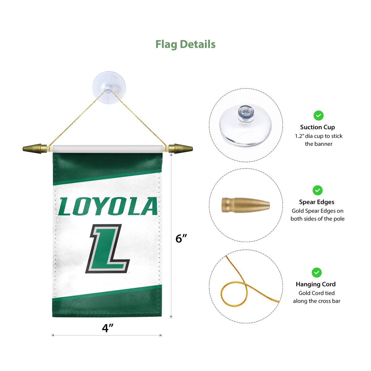 Loyola Maryland University Mini Banner 4 x 6 inch