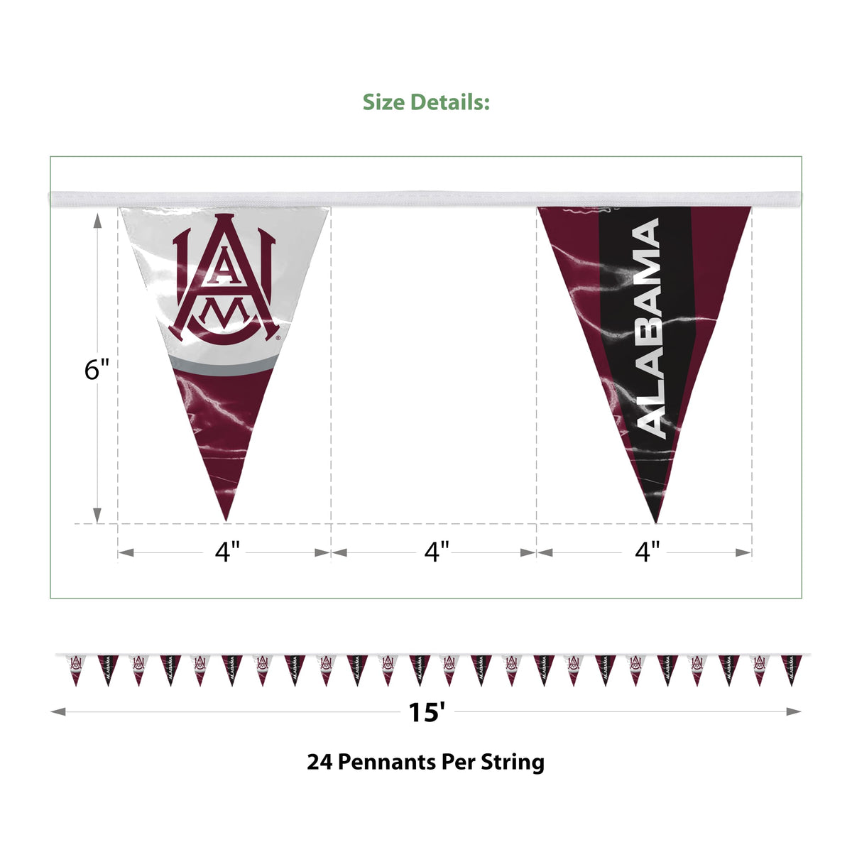 Alabama A&M University Pennant String 4 x 6 inch