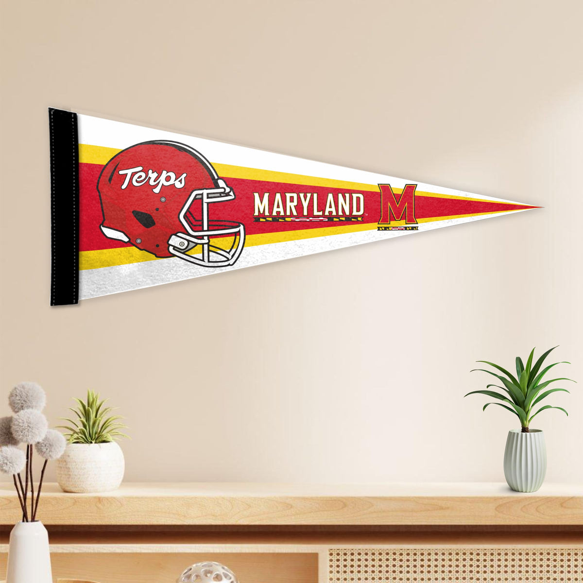 AGAS Maryland UMD University Full Size Pennant Flag Banner, 12X30 inch, Rigid Felt - For Dorm, Game Room, Man Cave, Bed Room