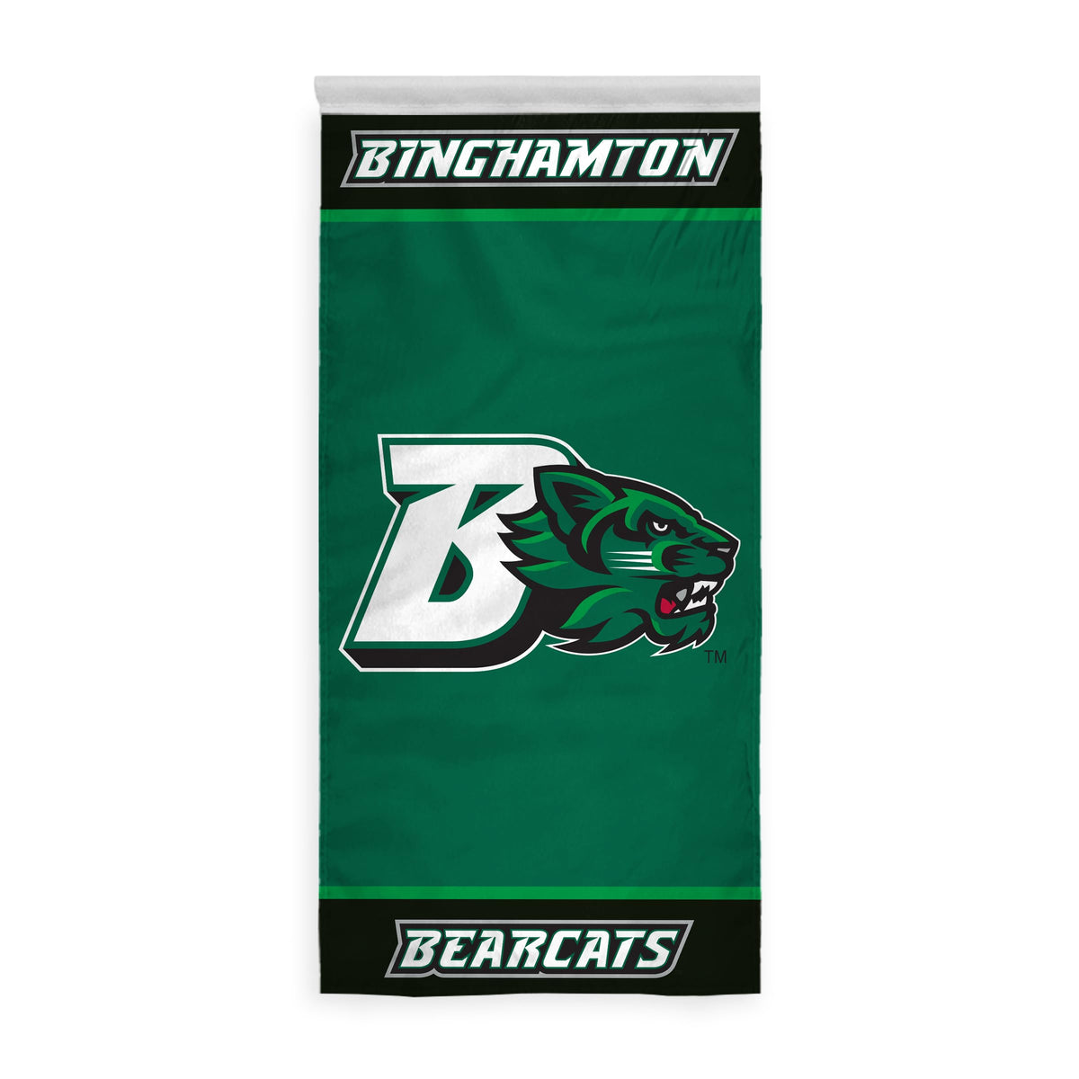 AGAS Binghamton University Vertical Banner 2 x 4 ft – Single Sided Printed Polyester BU Bearcats Design – Official NCAA Binghamton Bearcats Decor – Hanging Banner with 1.5 inch Pole Sleeve and Reinforced Stitching