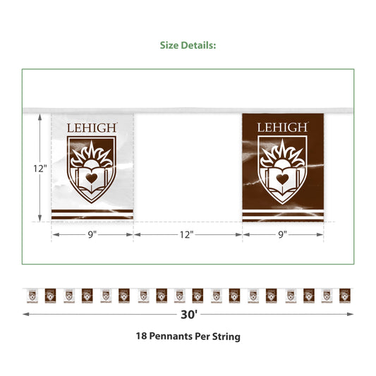 AGAS 30' Lehigh Lu University Decorations, Graduation Pennant Flags, Football Décor for Congrats Grad Party