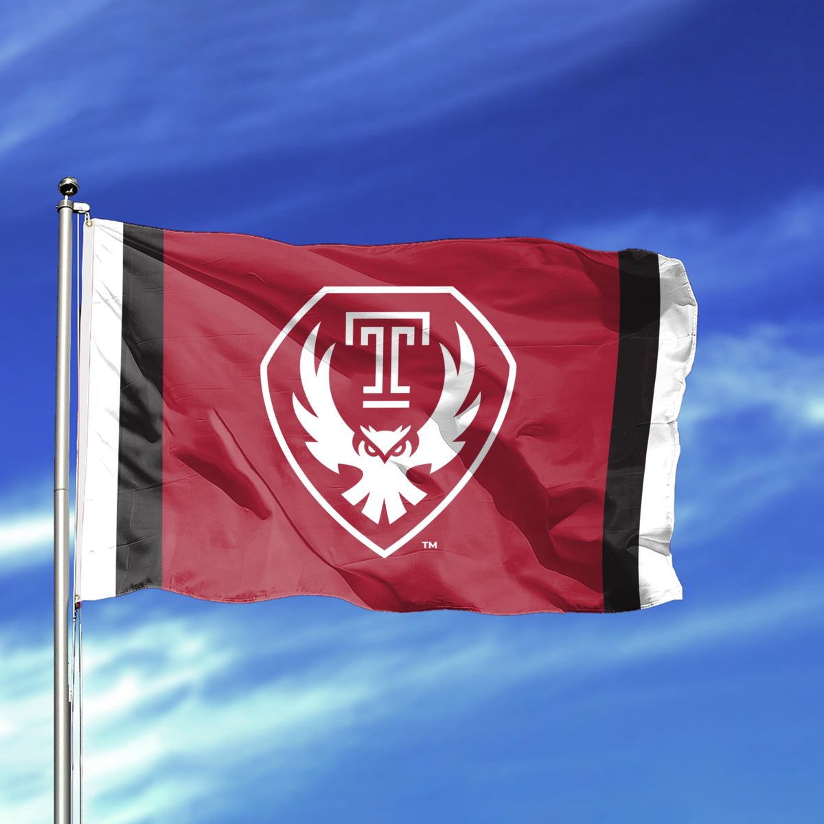 AGAS Temple Owls Logo Flag 3 x 5 ft – Single Sided Printed Nylon – Officially Licensed NCAA Product – Temple University Outdoor Flag with Brass Grommets, Canvas Header and Reinforced Corner Stitching for Indoor Outdoor Display