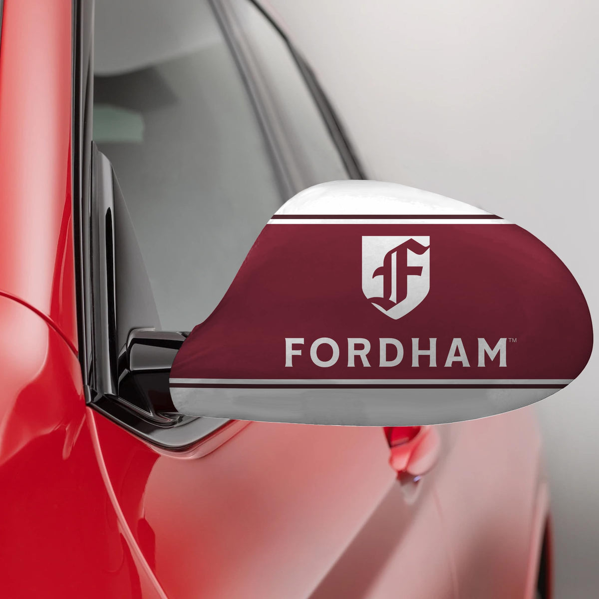 AGAS Fordham University Car Mirror Cover 11.8 x 9.5 inch – Single Sided Printed Spandex Polyester Fordham Rams Mirror Cover with F Logo – Official NCAA Product – Fordham University Side Mirror Cover with Elastic Cord, Cord Lock and Double Stitching