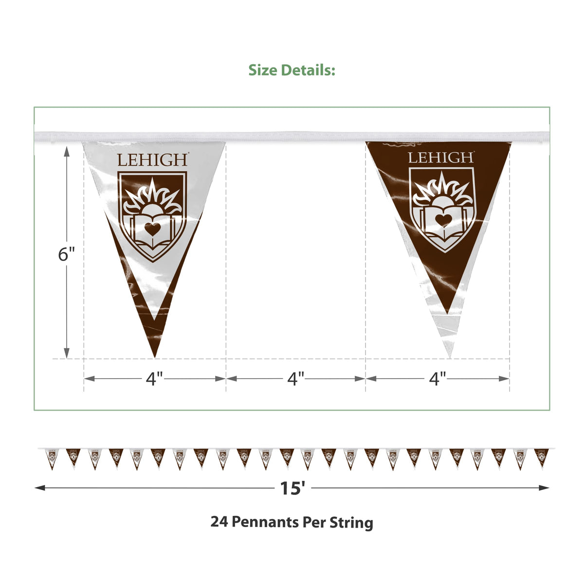 AGAS 15' Lehigh University Graduation Decorations Triangle Flag Pennant Banner Bunting for Birthday Parties Hawks Theme Party Decorations Supplies