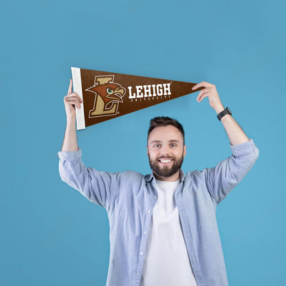 AGAS Lehigh LU University Hawks Pennant Mini, 9 x 24 Inches Sleeve for Stick, Officially Licensed Small Felt Wall Décor Pennant for Dorm, Game Room, Man Cave, Bedroom Décor