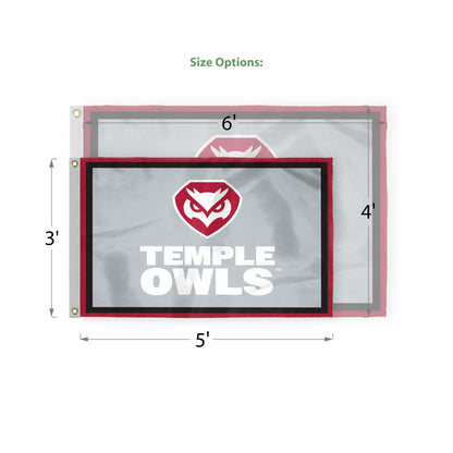 AGAS Temple Owls Wordmark Logo Flag 3 x 5 ft – Single Sided Printed Nylon – Officially Licensed NCAA Product – Temple University Outdoor Flag with Brass Grommets, Canvas Header and Reinforced Corner Stitching for Indoor Outdoor Display