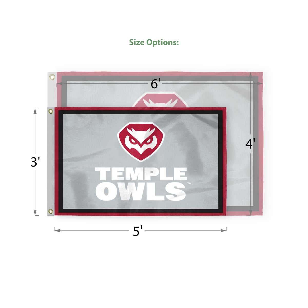 AGAS Temple University TU 3x5 ft Nylon Flags