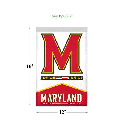 AGAS Maryland UMD University Yard Flag, 18 x 12 inch, For Outdoor Display and Events Single-Sided Polyester - With Flagpole