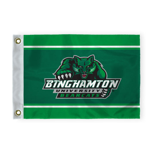 AGAS Binghamton University Golf Flag 14 x 20 inch – Single Sided Printed Nylon BU Bearcats Mascot and Wordmark Design – Official NCAA Binghamton Bearcats Flag – Golf Course Display with Canvas Header and Brass Grommets