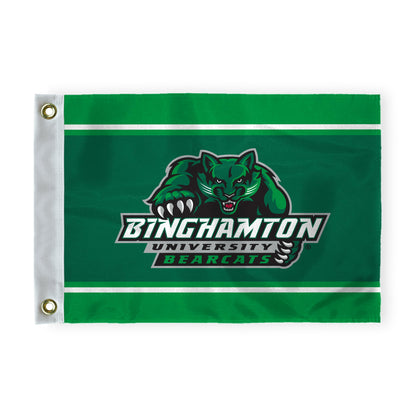 AGAS Binghamton University Golf Flag 6 x 8 inch – Single Sided Printed Nylon BU Bearcats Mascot and Wordmark Design – Official NCAA Binghamton Bearcats Flag – Golf Course Display with Canvas Header and Brass Grommets