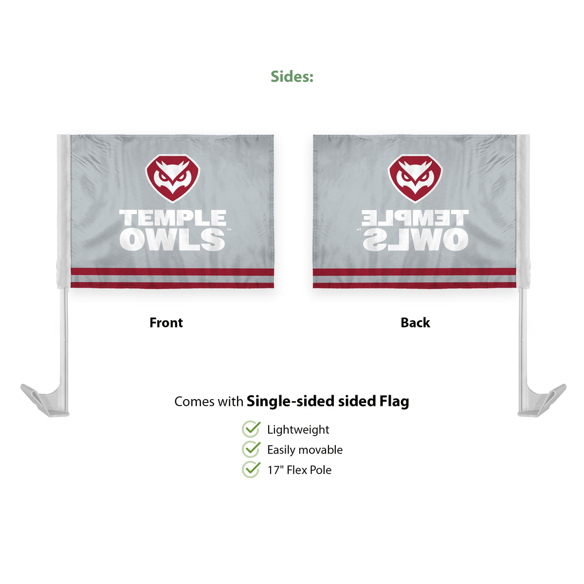 AGAS Temple University 12x16in Economy Car Flags