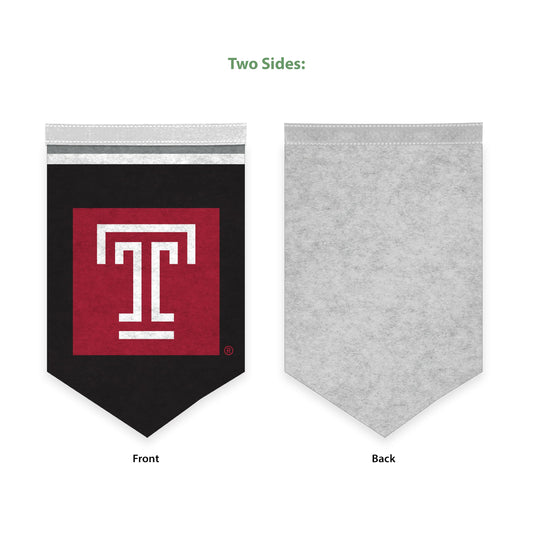 AGAS Temple University Block T Felt Banner 12 x 18 inch – Single Sided Printed Felt 1 Ply – Officially Licensed NCAA Product – Temple Owls Wall Banner with 1 inch Header and Heat Cut Edges