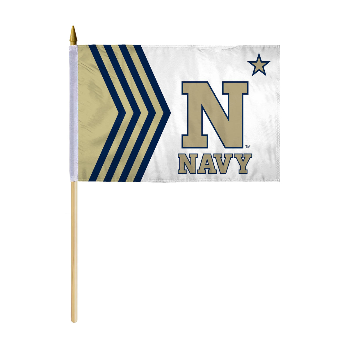 AGAS Annapolis Naval Academy N-Star Logo USNA flags on sticks 12" x 18" - Single-Reverse Printed Polyester - 24" Wooden Dowel