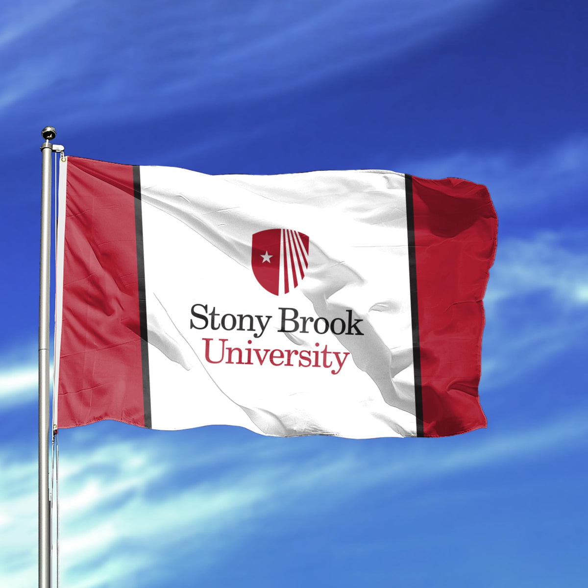 AGAS Stony Brook University Flag 4 x 6 ft – Single Sided Printed Nylon Stony Brook Seawolves Flag – Official NCAA SBU Product – Outdoor Display with Canvas Header, Brass Grommets and Reinforced Stitched Edges