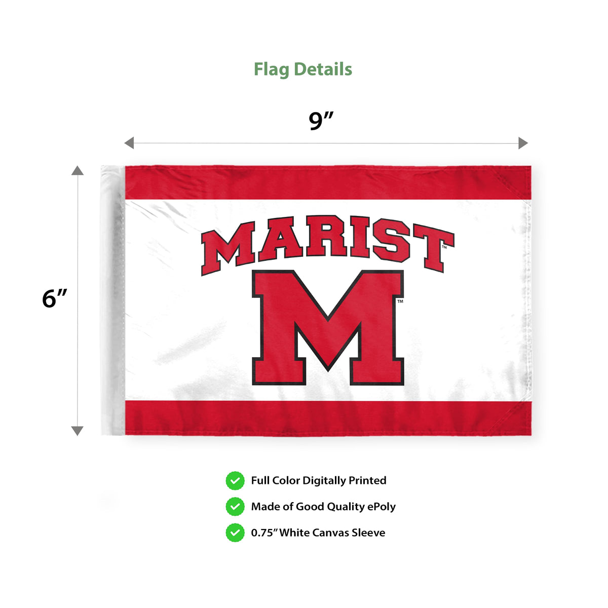 Marist University Motorcycle Flag 6 x 9 inch