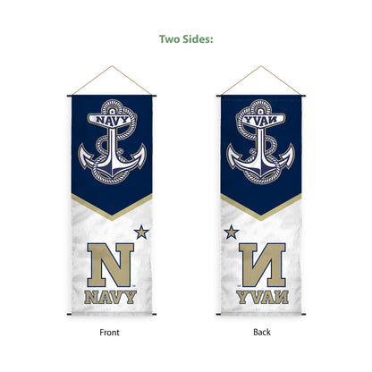 AGAS Naval Academy Anchor Banner Scroll Sign 17.5" × 48" with Hanging Cord – Polyester Midshipmen Wall Banner