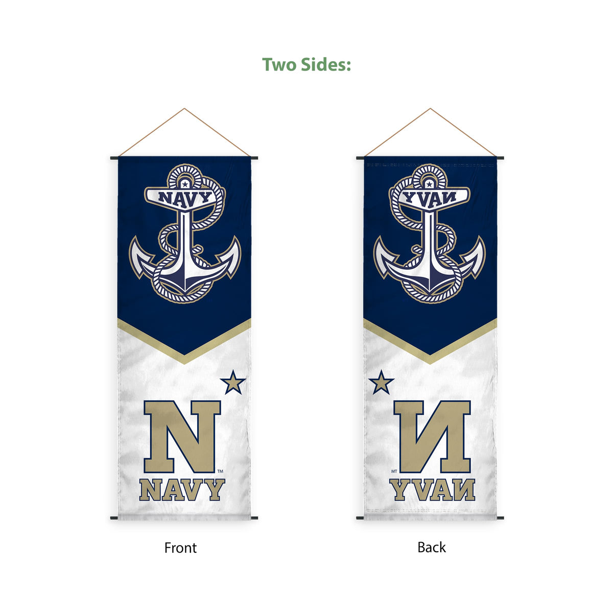 AGAS Naval Academy Anchor Banner Scroll Sign 17.5" × 48" with Hanging Cord – Polyester Midshipmen Wall Banner