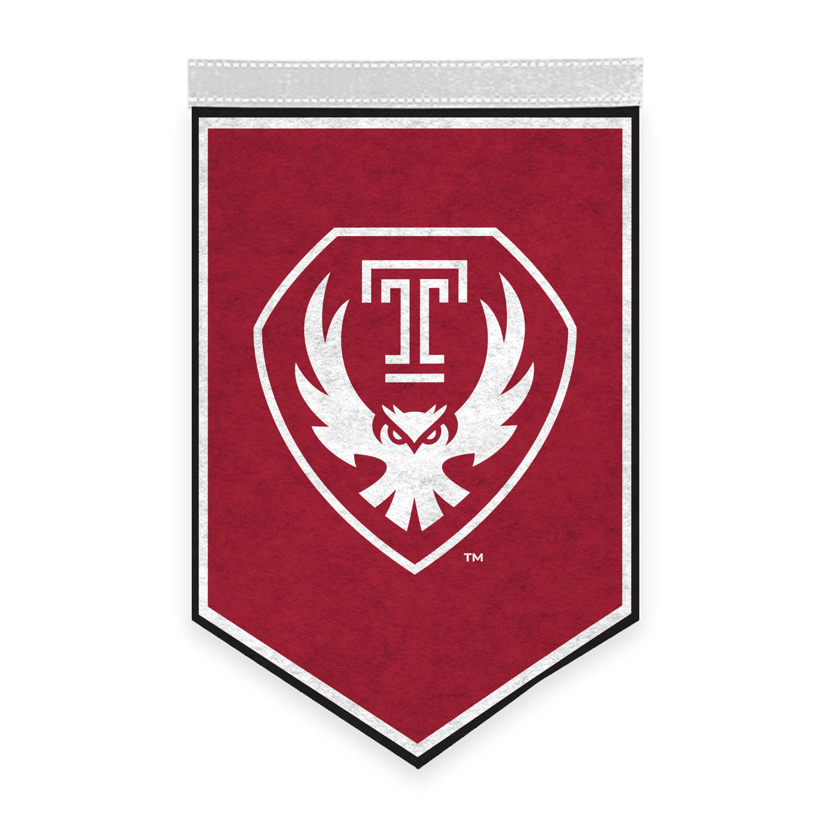 AGAS Temple Owls Owl Logo Felt Banner 12 x 18 inch – Single Sided Printed Felt 1 Ply – Officially Licensed NCAA Product – Temple Owls Wall Banner with 1 inch Header and Heat Cut Edges