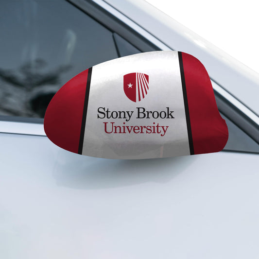 AGAS Stony Brook University Car Mirror Cover 11.8 x 9.5 inch – Single Sided Printed Spandex Polyester Stony Brook Seawolves Design – Official NCAA SBU Product – Side Mirror Cover with Elastic Cord, Cord Lock and Double Stitching