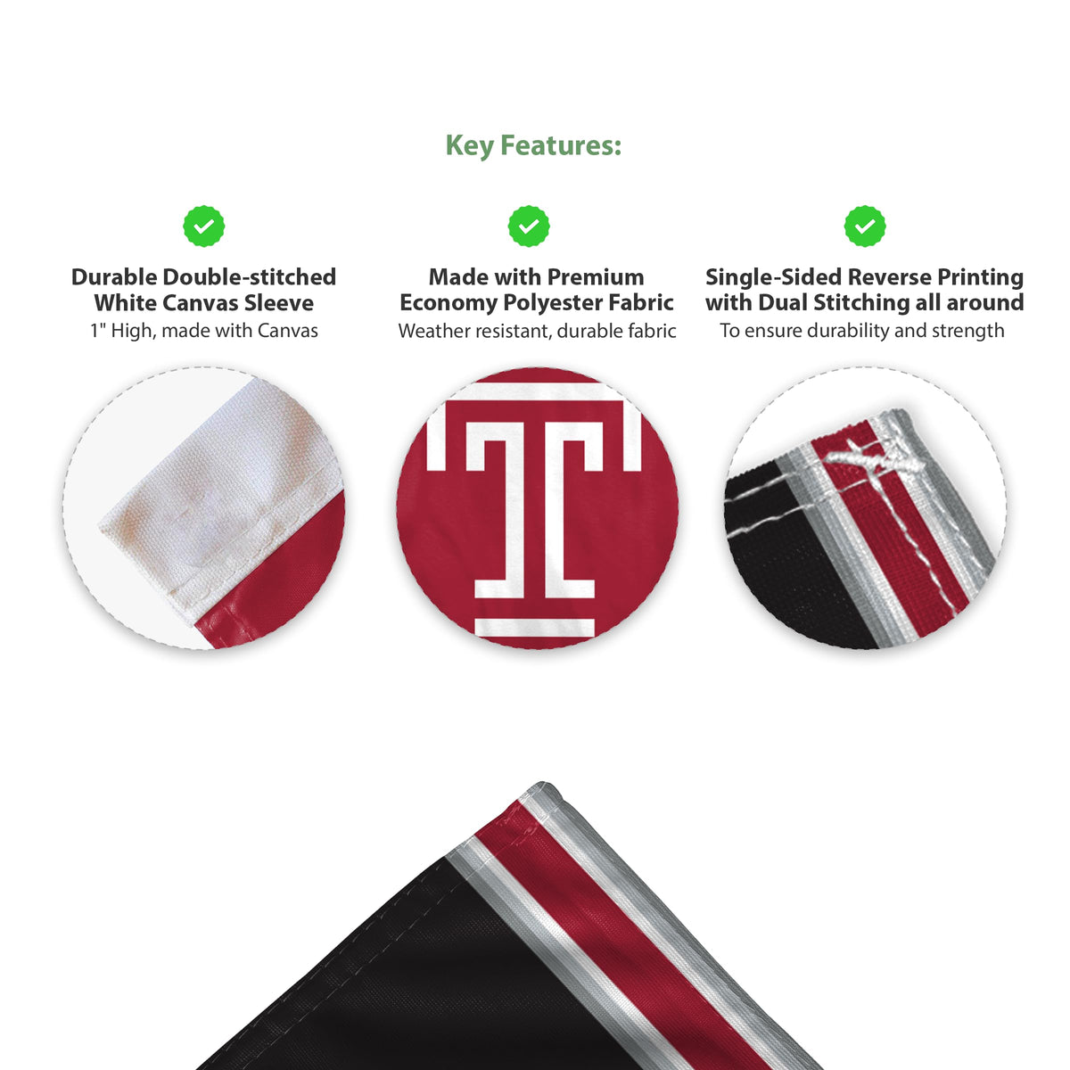 AGAS Temple University 12x16in Economy Car Flags