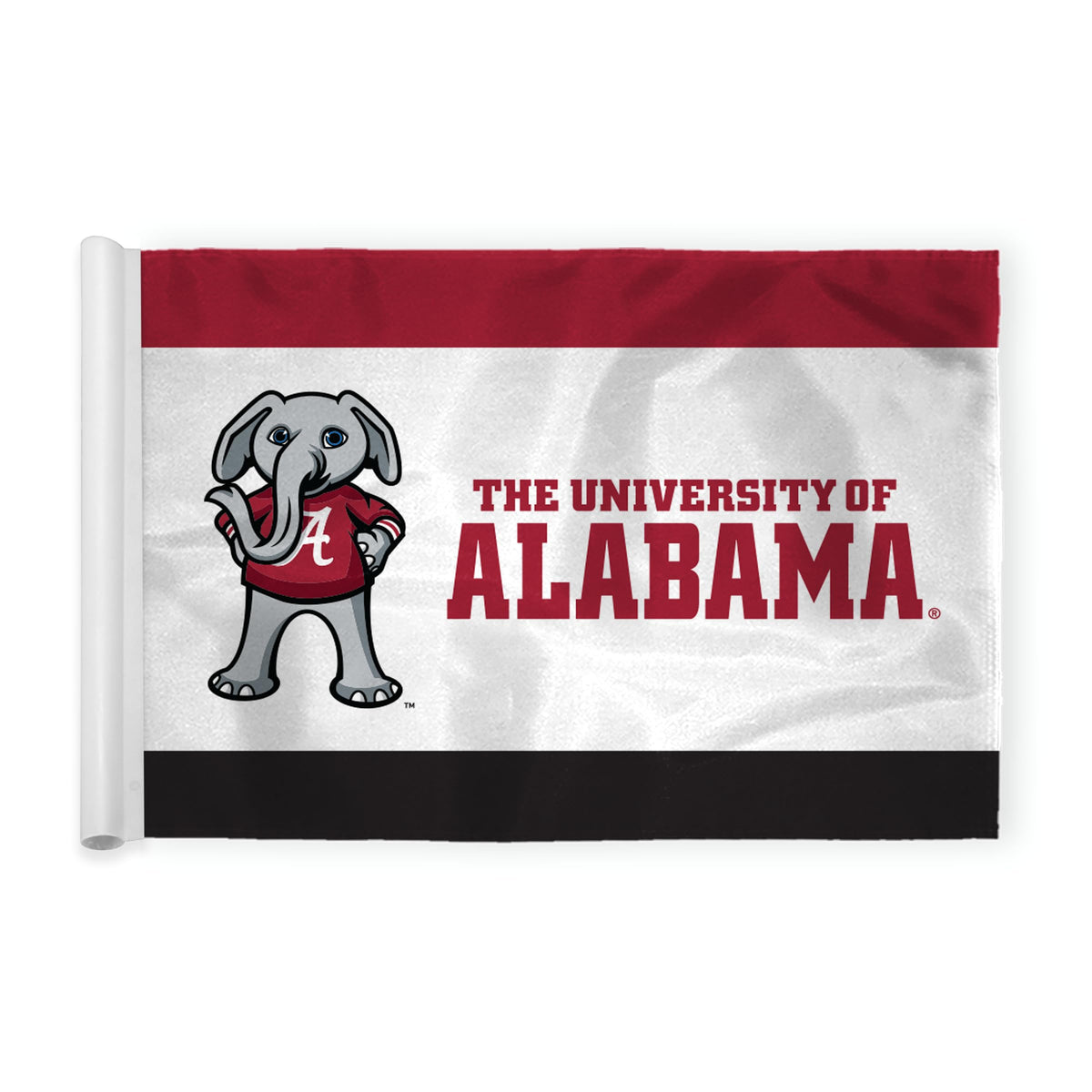 AGAS Alabama University Crimson Tide Golf Flag Cartoon AL 6x8 Inch – Fade-Resistant 200D Nylon, Tube Inserted, Outdoor Putting Greens For Backyard, Double-Sewn Miniature Pin Regulation Tube Flag