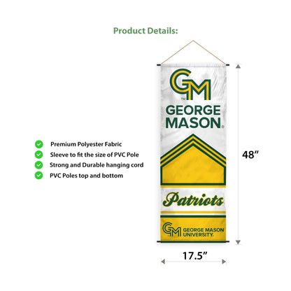 AGAS George Mason GMU University Patriots Scroll Sign 17.5" × 48" with Hanging Cord – Polyester Patriots Wall Banner