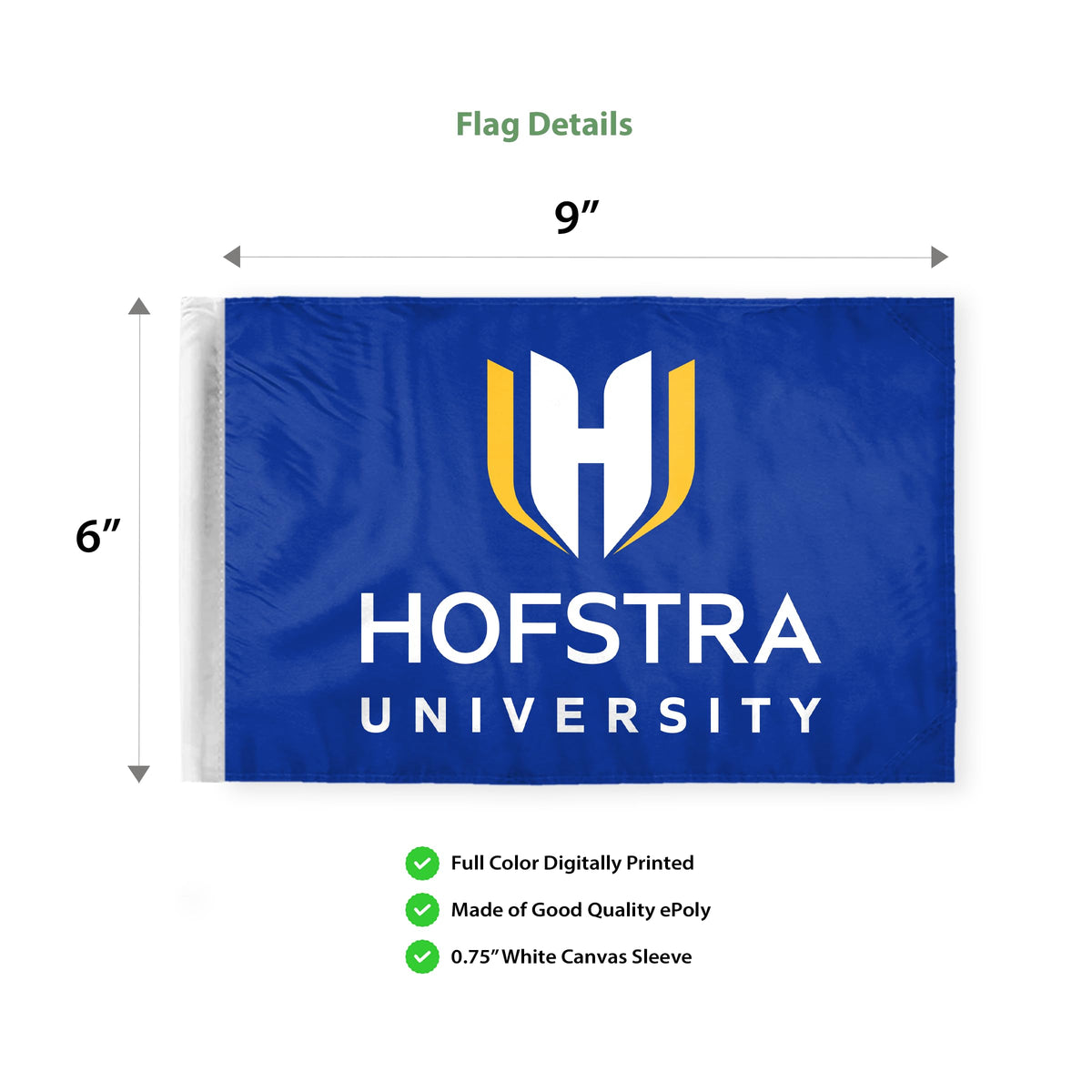 Hofstra University Motorcycle Flag 6 x 9 inch