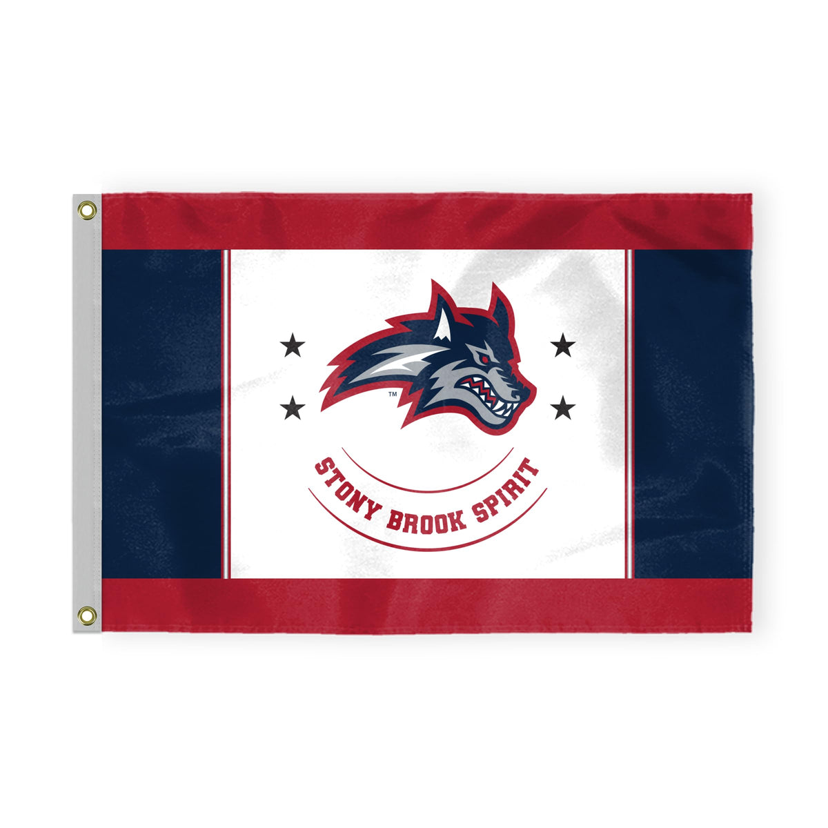 AGAS Stony Brook University Flag 4 x 6 ft – Single Sided Printed Nylon Stony Brook Spirit Design – Official NCAA SBU Product – Outdoor Display with Canvas Header, Brass Grommets and Reinforced Stitched Edges