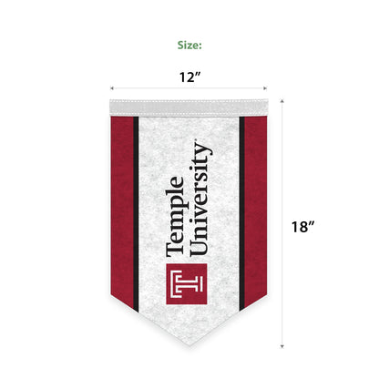 AGAS Temple University Vertical Wordmark Felt Banner 12 x 18 inch – Single Sided Printed Felt 1 Ply – Officially Licensed NCAA Product – Temple Owls Wall Banner with 1 inch Header and Heat Cut Edges